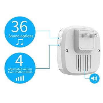 Finduat Wireless Doorbell 900ft Range & 36 Chimes Waterproof