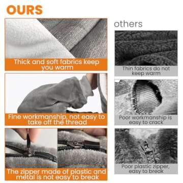 SLEPZON Blanket Hoodie | Oversized Wearable Blanket - Deep Pockets, Comfy Sleeves, Front Zipper - Deluxe Fleece Sweatshirt Blanket - Grey