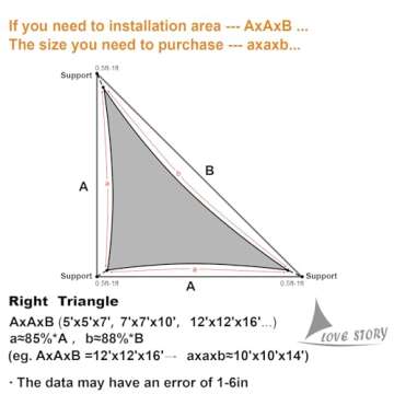 LOVE STORY 10'x10'x14' Right Triangle Sand Sun Shade Sail Canopy UV Block Cover for Outdoor Patio Ga...