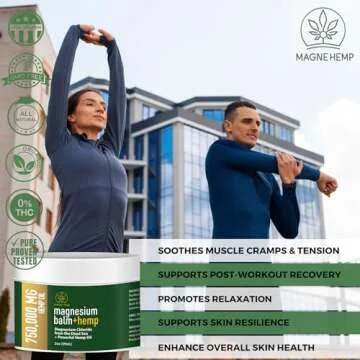 Magnesium Cream for Pain + Hemp - 750,000mg Hemp Oil - Soothing Hemp Cream Provides Fast Acting Joint and Muscle Relief - All Natural Daily Support for Comfort and Wellness - Made in USA