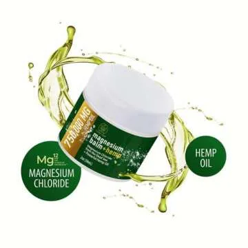 Magnesium Cream for Pain + Hemp - 750,000mg Hemp Oil - Soothing Hemp Cream Provides Fast Acting Joint and Muscle Relief - All Natural Daily Support for Comfort and Wellness - Made in USA