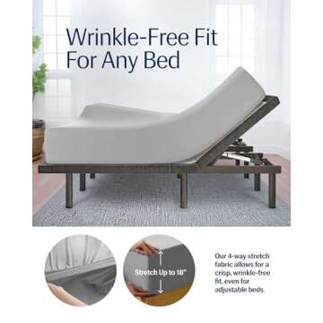 REST® Evercool®+ Cooling Sheet Set, King Size, Light Gray, Breathable Bed Sheets for Hot Sleeper and Night Sweats, with Pillowcases, with Ionic+ Self-Cleaning Silver Yarn for Sensitive Skin, 4PCS