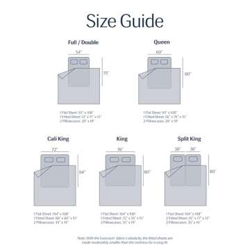 REST® Evercool®+ Cooling Sheet Set, King Size, Light Gray, Breathable Bed Sheets for Hot Sleeper and Night Sweats, with Pillowcases, with Ionic+ Self-Cleaning Silver Yarn for Sensitive Skin, 4PCS