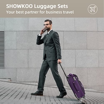 SHOWKOO Expandable Luggage Set Lightweight Durable Suitcase