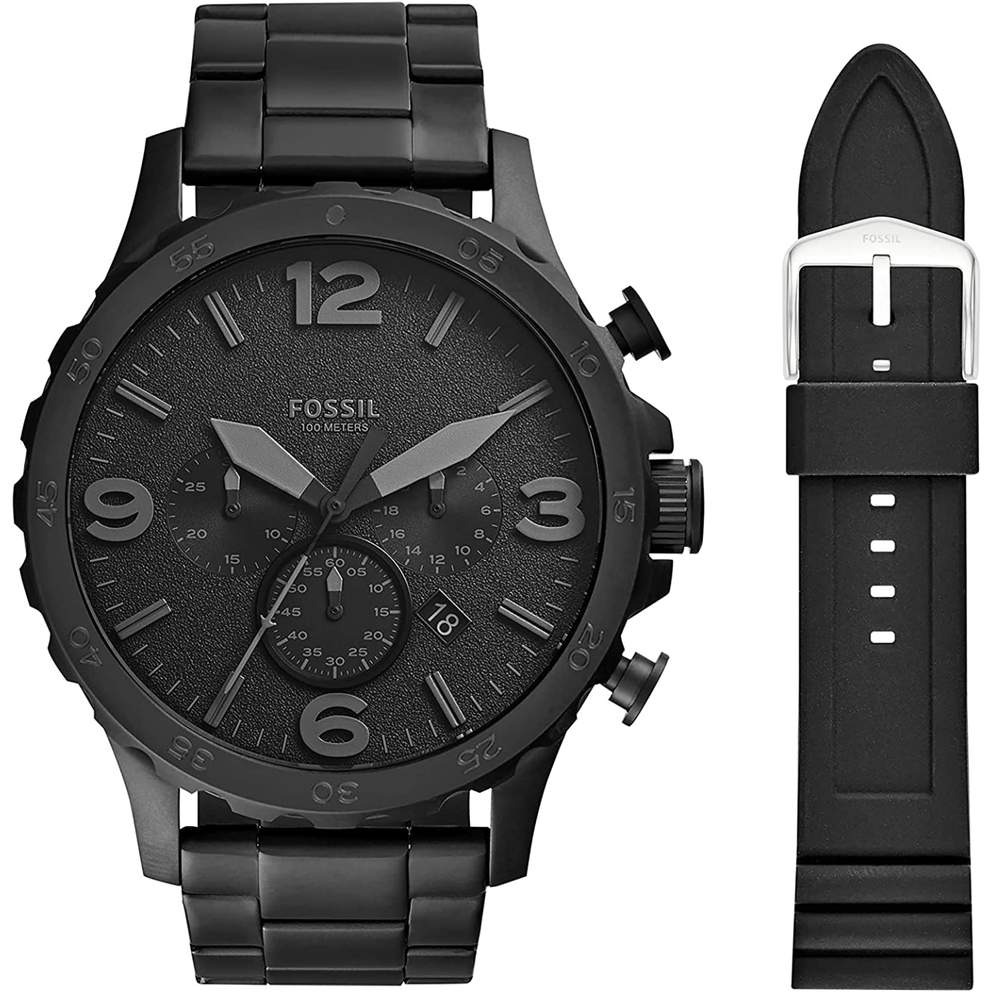 Fossil Men's Nate Chronograph Watch in Stainless Steel