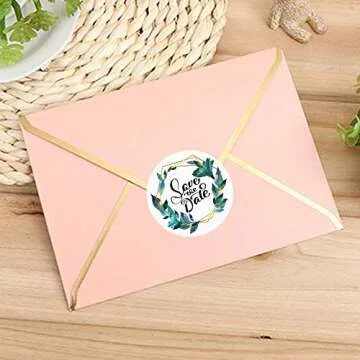 120 x Save the Date Stickers Envelope Seal Geometric Floral Wedding Collection Wedding Invitation Labels Chic Party Invitation Stickers 1.6 inch