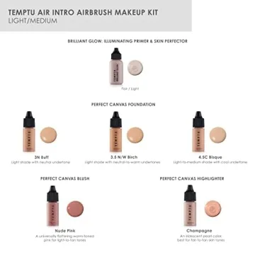TEMPTU Airbrush Makeup Kit Light to Medium 9-Piece Set
