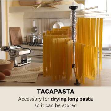 MARCATO Made in Italy Atlasmotor 110V Electric Pasta Machine Set with Atlas 150, Pastadrive Motor, Tacapasta Drying Rack, Steel and Polycarbonate