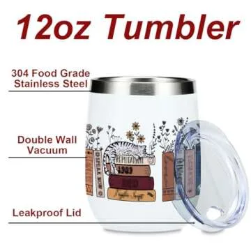 Inspired Tumbler Book Decor Book Lovers Gifts Bookish Coffee Mug Music Lover Gift for Women Grandma ...