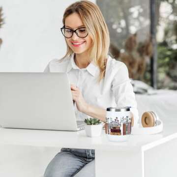 Inspired Tumbler Book Decor Book Lovers Gifts Bookish Coffee Mug Music Lover Gift for Women Grandma Appreciation Birthday Christmas 12 oz Wine Tumbler Stainless Steel Coffee Thermos with Lid