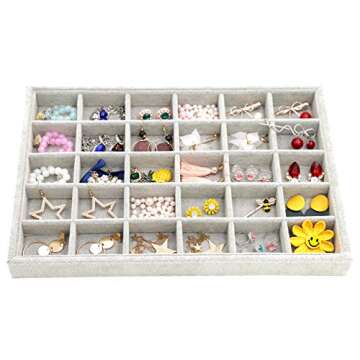 TAPBULL Velvet Stackable Jewelry Tray Display Jewelry Bracelet Organizer Storage Showcase Tray for Drawer (30 Grid)