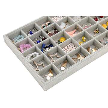 TAPBULL Velvet Stackable Jewelry Tray Display Jewelry Bracelet Organizer Storage Showcase Tray for Drawer (30 Grid)