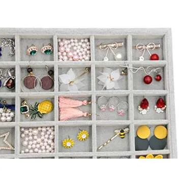 TAPBULL Velvet Stackable Jewelry Tray Display Jewelry Bracelet Organizer Storage Showcase Tray for Drawer (30 Grid)