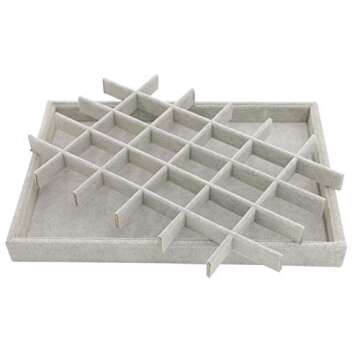 TAPBULL Velvet Stackable Jewelry Tray Display Jewelry Bracelet Organizer Storage Showcase Tray for Drawer (30 Grid)