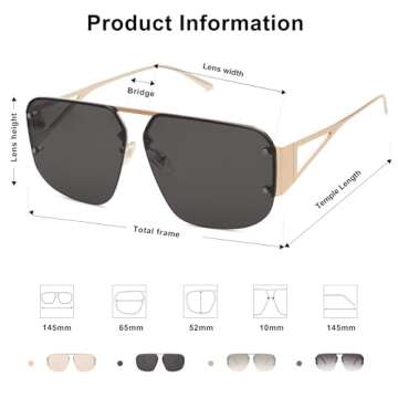 SOJOS Trendy Aviator Sunglasses Mens Womens Retro Metal Rimless Frame Shades Lentes De Sol Para Mujer SJ1192 Gold