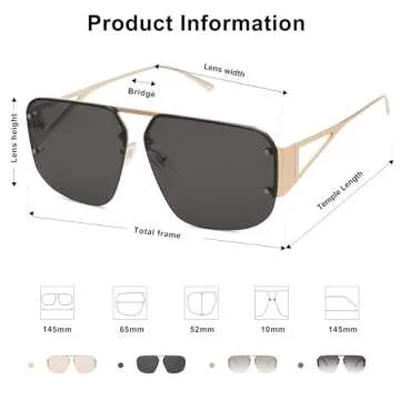 SOJOS Trendy Aviator Sunglasses Mens Womens Retro Metal Rimless Frame Shades Lentes De Sol Para Mujer SJ1192 Gold
