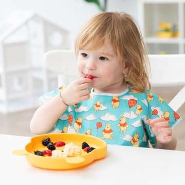 Bumkins Disney Short Sleeve Bib for Girl or Boy, Toddler and Kids for 1-3 Years, Large Size, Essenti...