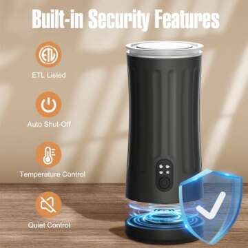 Ovetedot Milk Frother, 4-in-1 Electric Milk Steamer, Automatic Hot and Cold Foam Maker and Milk Warmer for Coffee, Latte, Cappuccinos, Macchiato, Silent Operation & Auto Shut-Off, Black, 150ml