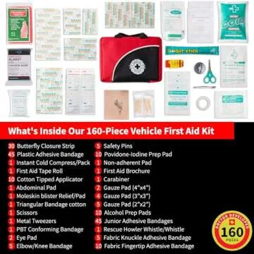 Protect Life First Aid Kit for Home/Business, HSA/FSA Eligible Emergency Kit Travel First Aid Kit Mini | Camping First Aid Kit Hiking | Small First Aid Kit for Car | Survival Medical Kit - 160pcs