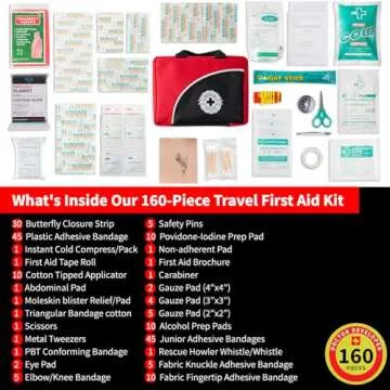 Protect Life First Aid Kit for Home/Business, HSA/FSA Eligible Emergency Kit Travel First Aid Kit Mini | Camping First Aid Kit Hiking | Small First Aid Kit for Car | Survival Medical Kit - 160pcs