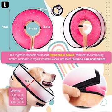 Inflatable Dog Cone Collar with Enhanced Anti-Licking, Soft Neck Donut for Dogs Cats, Recovery Pet C...