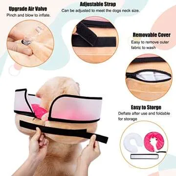 Inflatable Dog Cone Collar with Enhanced Anti-Licking, Soft Neck Donut for Dogs Cats, Recovery Pet Cone Collar After Surgery for Large Medium Small Dogs… (Donut Pink, Large)