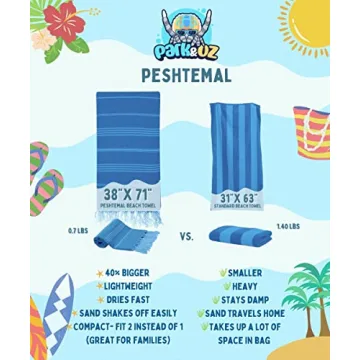 Park & Oz Turkish Peshtemal Beach Towels 100% Cotton Lightweight