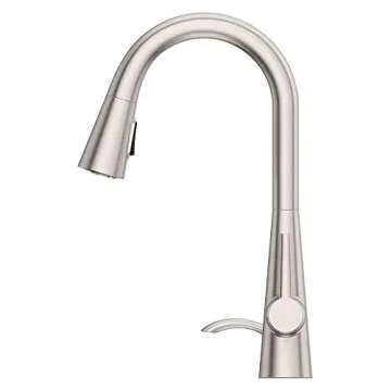 Pfister Barulli Kitchen Faucet with Pull Down Sprayer and Soap Dispenser, Single Handle, High Arc, Spot Defense Stainless Steel Finish, F5297BARGS