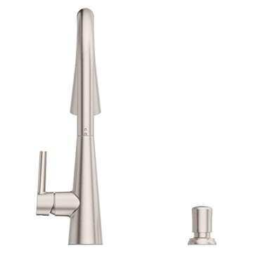 Pfister Barulli Kitchen Faucet with Pull Down Sprayer and Soap Dispenser, Single Handle, High Arc, Spot Defense Stainless Steel Finish, F5297BARGS