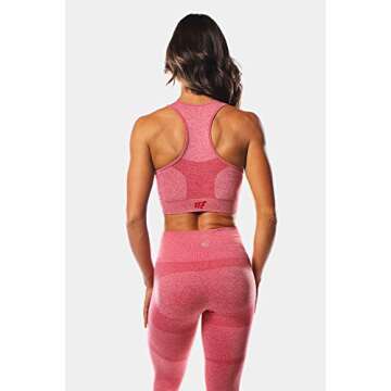 Jed North Women's Yoga Running Racerback Seamless Gym Fitness Workout Sports Bra & Long Sleeve Crop Top Red