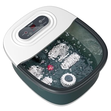 Niksa Foot Spa Bath Massager with Heat, Bubbles, Vibration and Red Light, 4 Massage Roller Pedicure,...