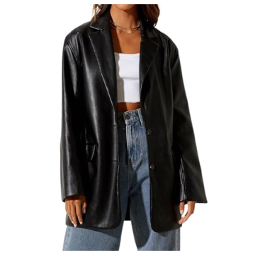 Stylish BHMAWSRT Women's Leather Blazer | Chic Faux Leather Jacket