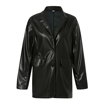 Stylish BHMAWSRT Women's Leather Blazer | Chic Faux Leather Jacket