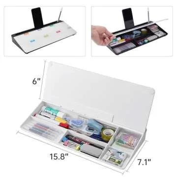 TSJ OFFICE Whiteboard Weekly Dry-Erase-Board - Desktop White Board Calendar Desk Organizers with Accessories Computer Keyboard Stand with Drawer, for Office, Home, School Supplies