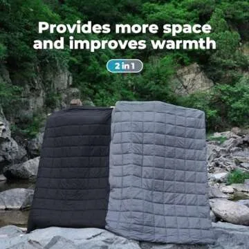 KingCamp Camping Blanket Lightweight, Multifunctional Warm Puffy Outdoor Blanket with Snap Button, Water Repellent, Backpacking Quilt for Travel, Airplane, Hiking, Picnic