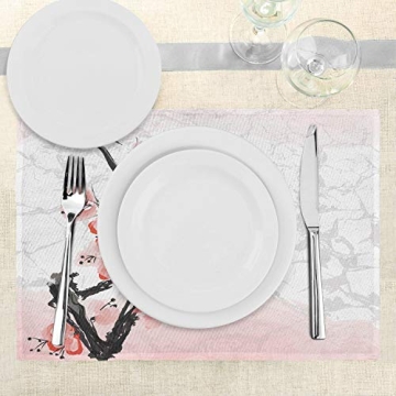 Lunarable Floral Placemats Set of 4, Japanese Design