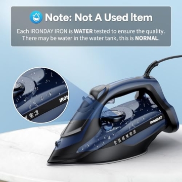 IRONDAY Steam Iron for Clothes Fast Heating, 1700W Precision Iron with Ceramic Soleplate