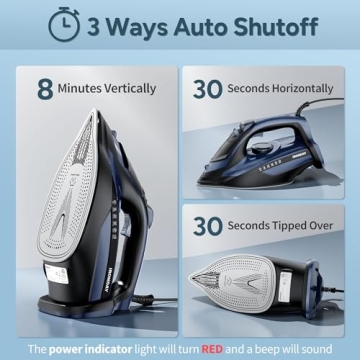 Fast Heating IRONDAY Steam Iron with Auto Shutoff and Burst Steam