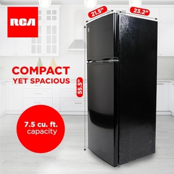 RCA RFR741-BLACK Compact 2 Door Fridge 7.5 Cu Ft