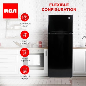 RCA RFR741-BLACK Compact 2 Door Fridge 7.5 Cu Ft