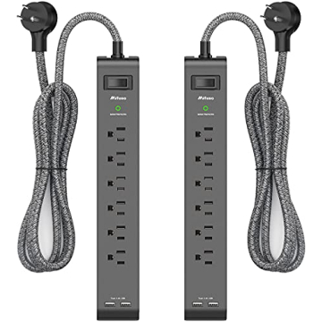 Surge Protector Power Strip with USB Ports – 2 Pack