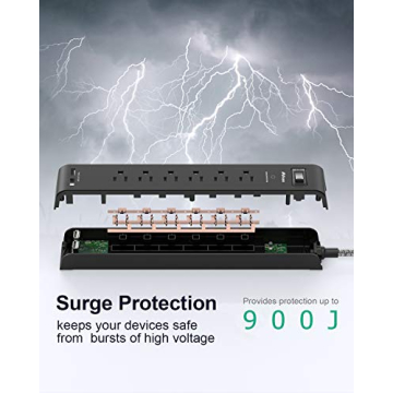 Surge Protector Power Strip with USB Ports – 2 Pack