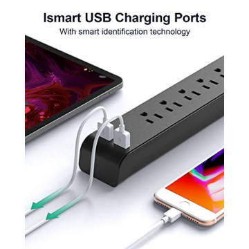 Surge Protector Power Strip with USB Ports – 2 Pack