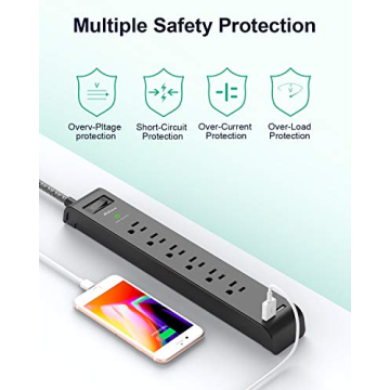 Surge Protector Power Strip with USB Ports – 2 Pack