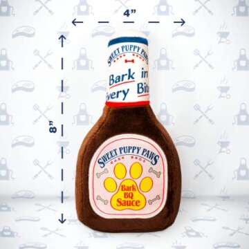 Bark Bros - Sauce Bottle Dog Toys - Plush Squeaky Dog Toys Funny Parody - Dog Birthday Toy - Cute Do...