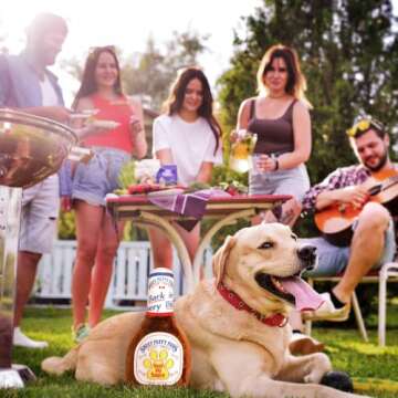 Bark Bros - Sauce Bottle Dog Toys - Plush Squeaky Dog Toys Funny Parody - Dog Birthday Toy - Cute Dog Toys - Puppy Toys - Puppy Gifts - Dog Toys for Small, Medium, Large Dogs (Sweet Puppy Paws BBQ)