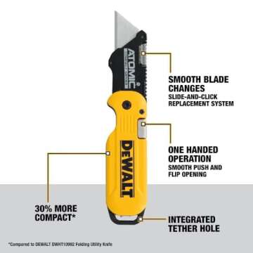 Dewalt Atomic Compact Utility Knife - One-Handed Design & Quick Change