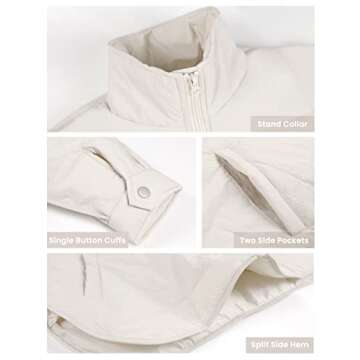 Bianstore Women's Oversized Splice Quilted Lightweight Puffer Jacket Casual Padded Coat(Khaki-XL)