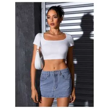 MakeMeChic Women's Casual High Waist Bodycon Jean Skirt Button Zipper Fly Mini Denim Skirt Blue L