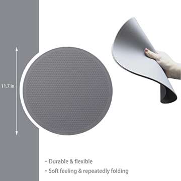 Tongjude Silicone Microwave Mat - 11.7" x 11.7" - Protect from Spill Overs, Non-Slip Silicone Trivet Mats, Hot Pot Holders, Jar Opener,Silicone Drying Mat, Dishwasher Safe